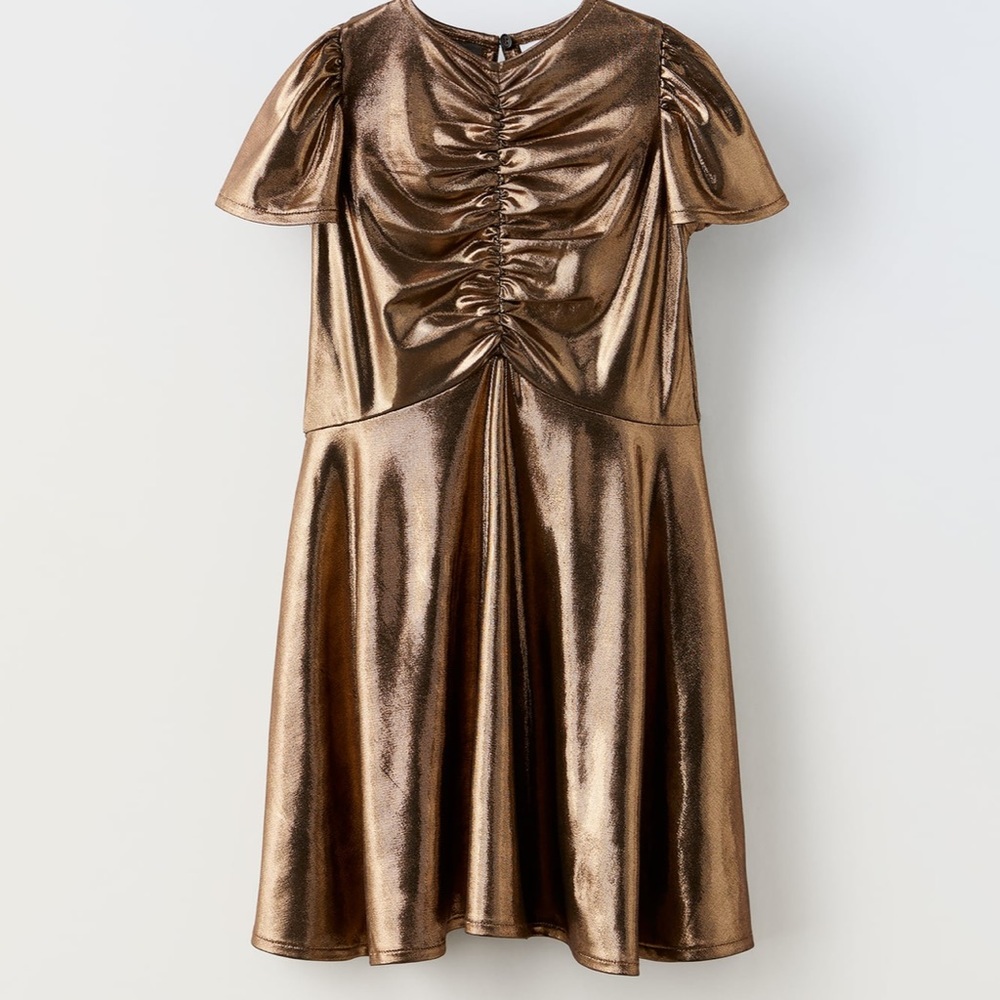 ZARA METALLIC DRESS  with round neck